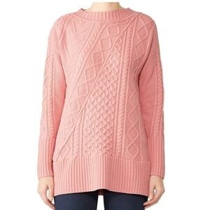 J. Crew Pink Wool Blend Cable Knit Tunic Sweater Women's XS EUC Warm Soft Blush
